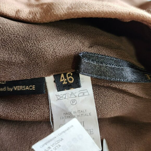 Versace Brown Skirt L Silk Viscose IT46 | US12 Solid Tailored Fit - Picture 4 of 9